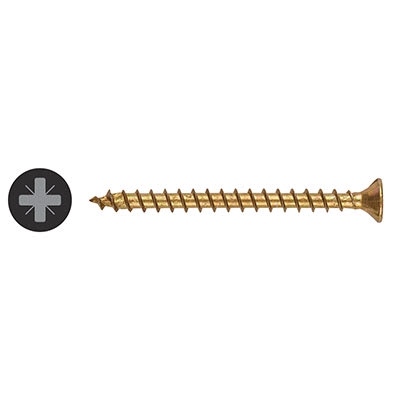 Yellox Pozi Countersunk Wood Screws - 5.0 x 60mm - Yellow Zinc - Pack of 100 - view 2