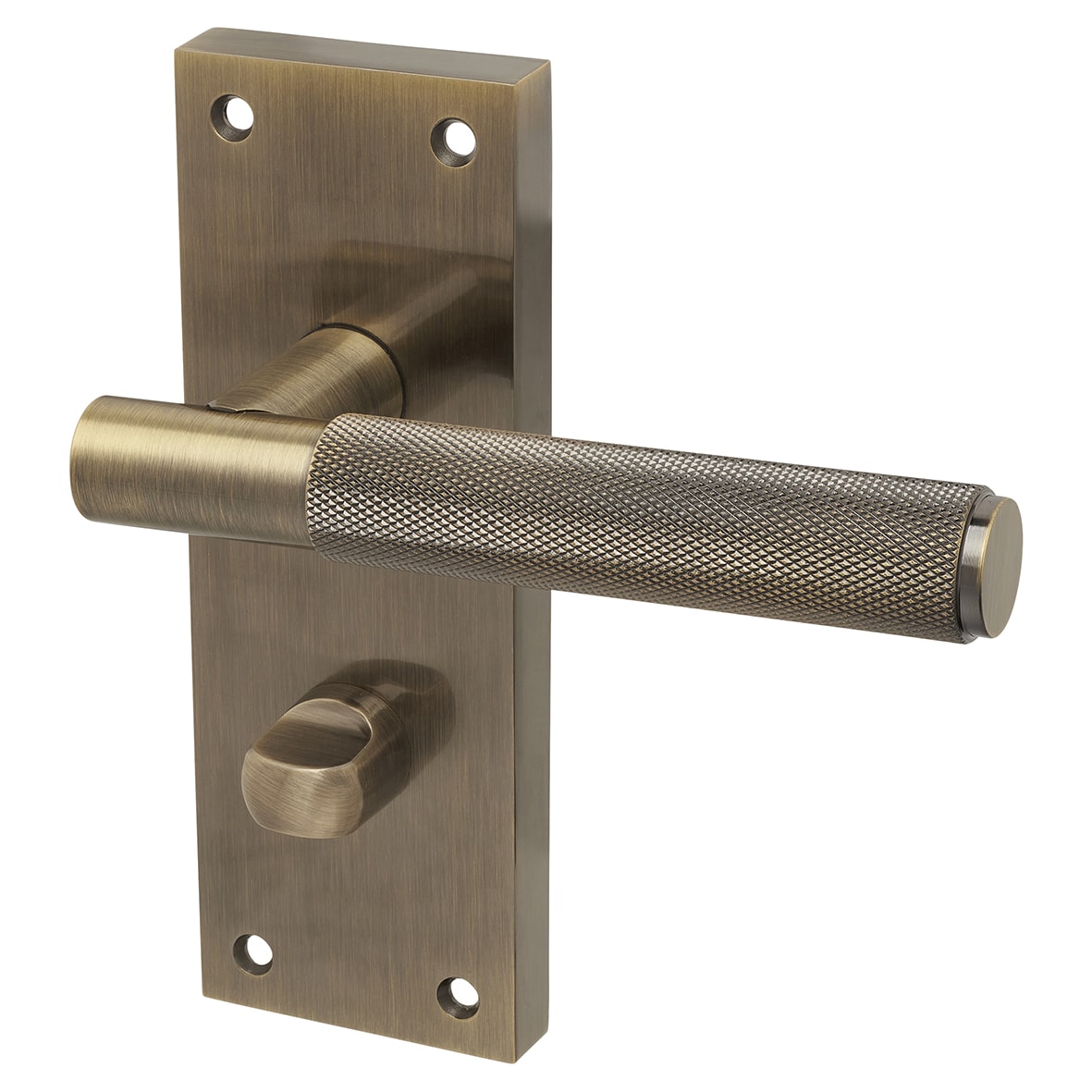 Antique Brass Knurled Bathroom Door Handles - Remi Range - 155 x 55mm - view 2