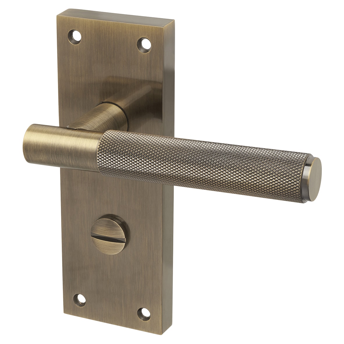 Antique Brass Knurled Bathroom Door Handles - Remi Range - 155 x 55mm - view 3