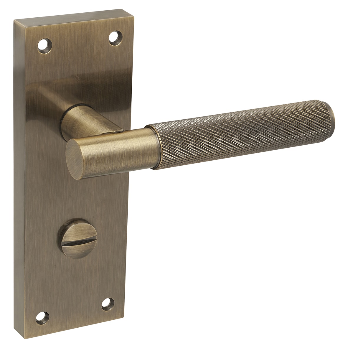 Antique Brass Knurled Bathroom Door Handles - Remi Range - 155 x 55mm - view 4