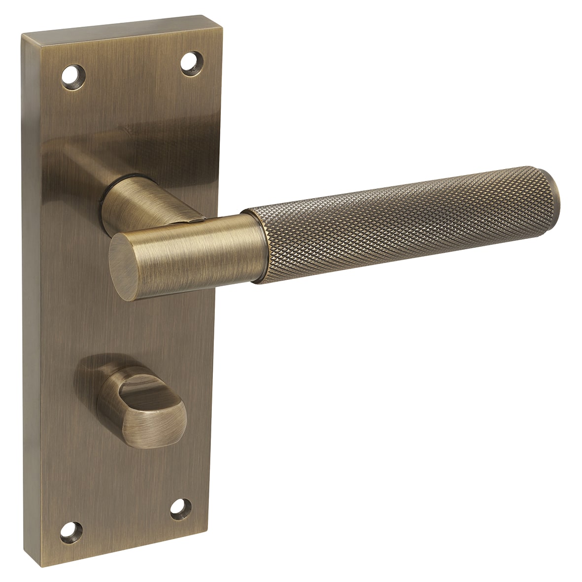 Antique Brass Knurled Bathroom Door Handles - Remi Range - 155 x 55mm - view 5