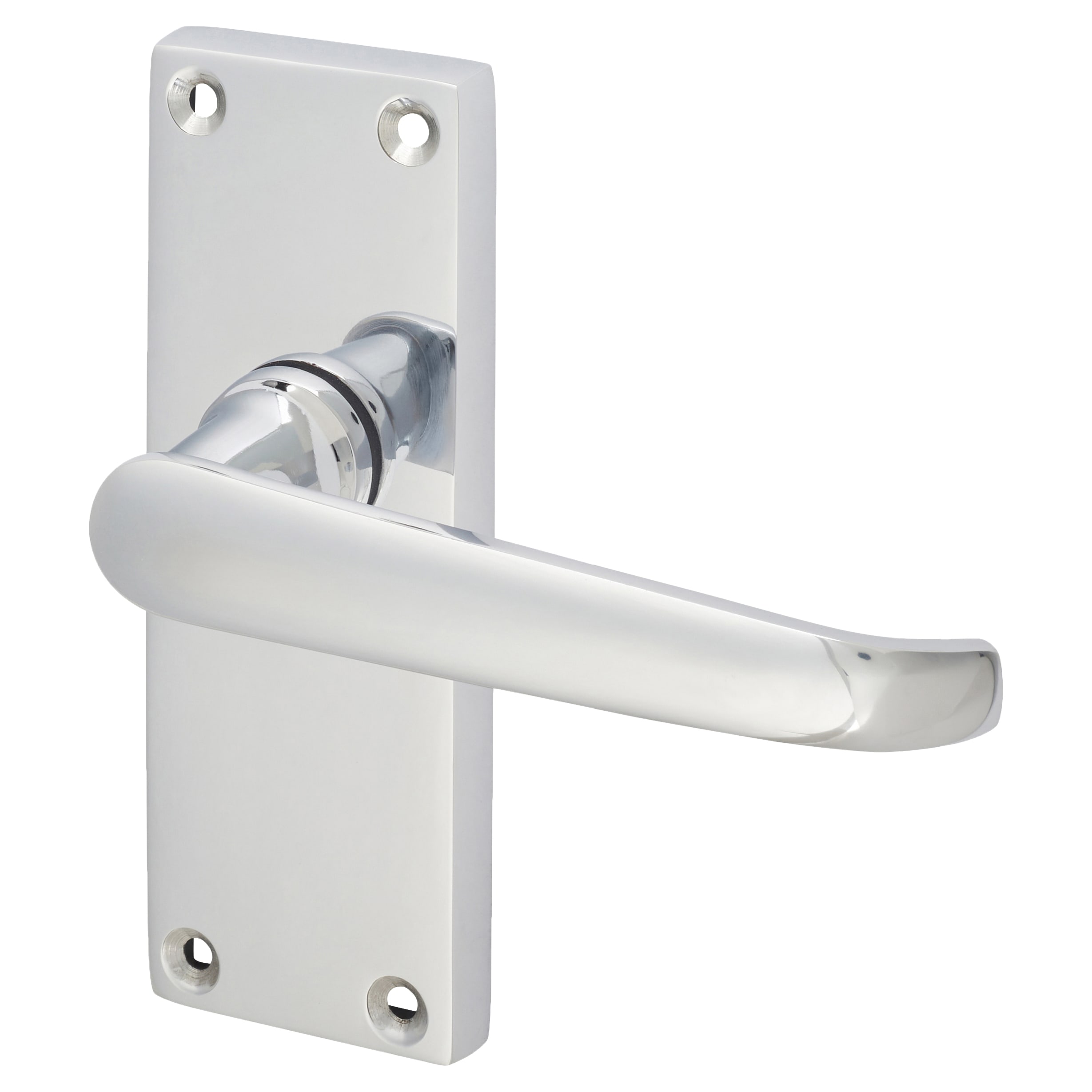 Polished Chrome Victorian Straight Latch Door Handles - Short Plate - 118 x 42mm - view 2