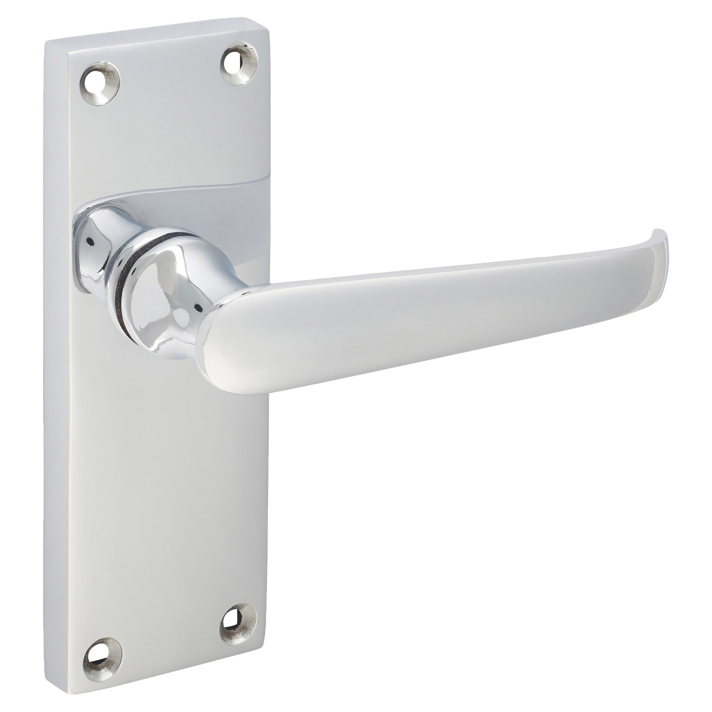 Polished Chrome Victorian Straight Latch Door Handles - Short Plate - 118 x 42mm - view 4