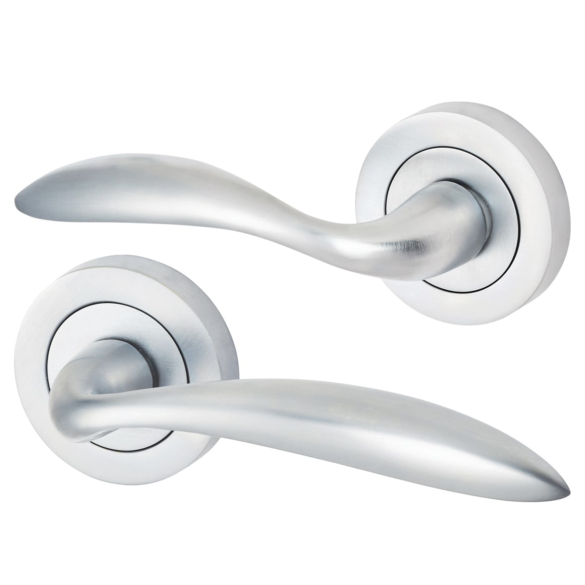 Satin Chrome 3 Lever Sashlock Door Handles on Rose Pack - Morgan Range - view 2