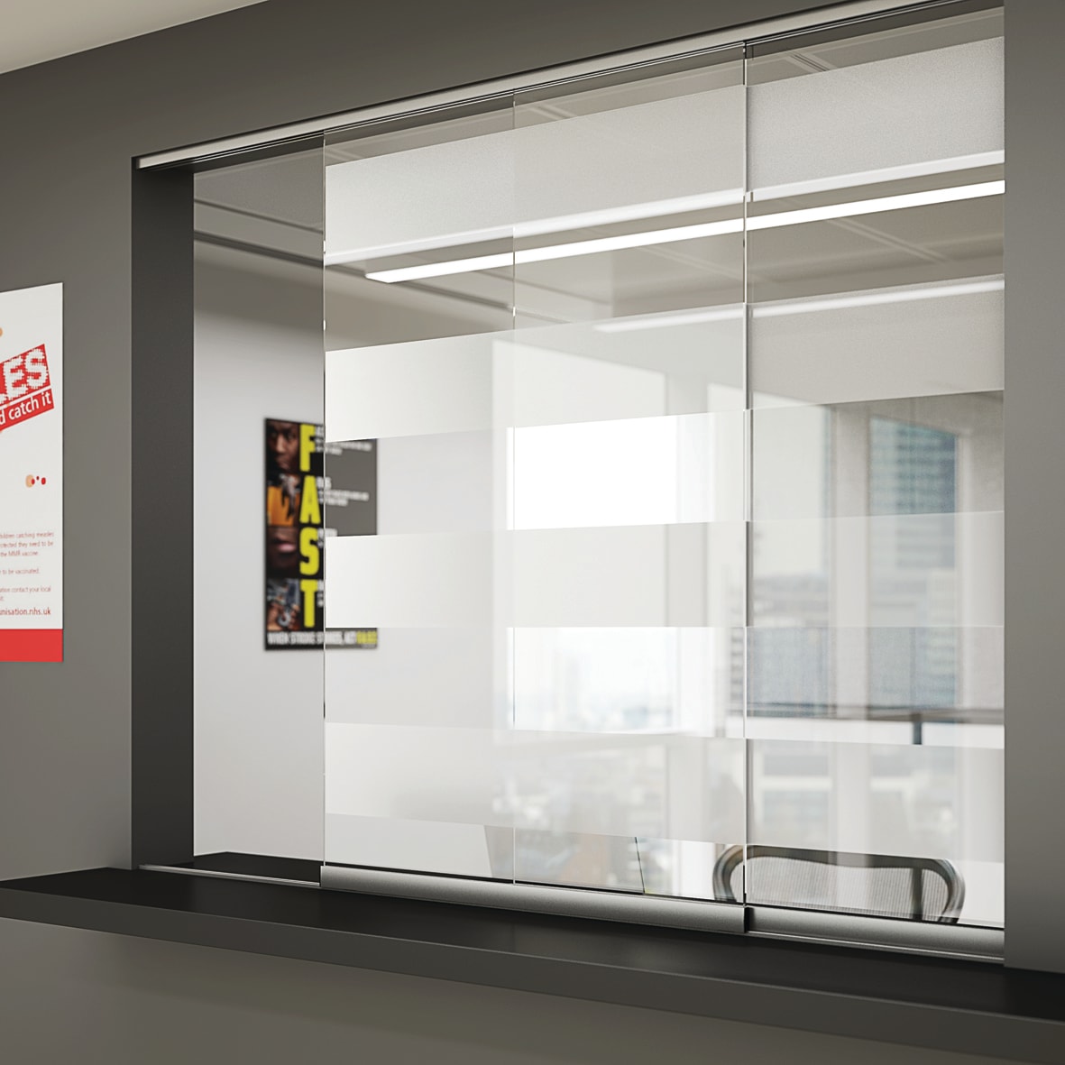 Glatt II Sliding Glass Door Kit - 1250mm Track - 6mm Glass Doors - 20kg Max Door Weight - view 2
