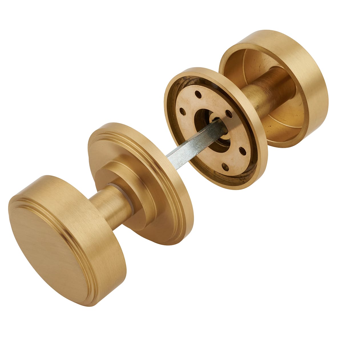 Satin Brass Mortice Door Knob - 62mm Rose Diameter - Riley Range - view 3