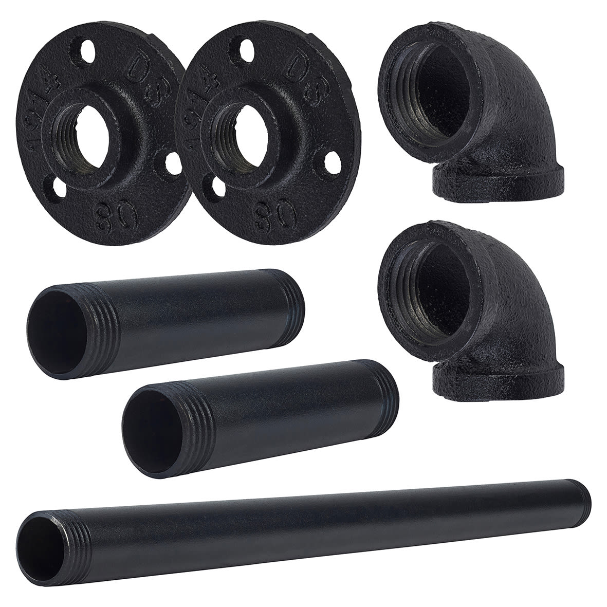 1/2" Pipe Round Towel Rail Kit - Black - view 3