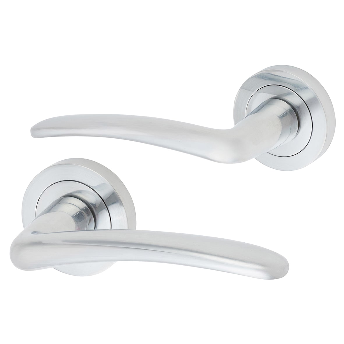 Satin Chrome Euro Lock Door Handles on Rose Pack - Eloise Range - view 2