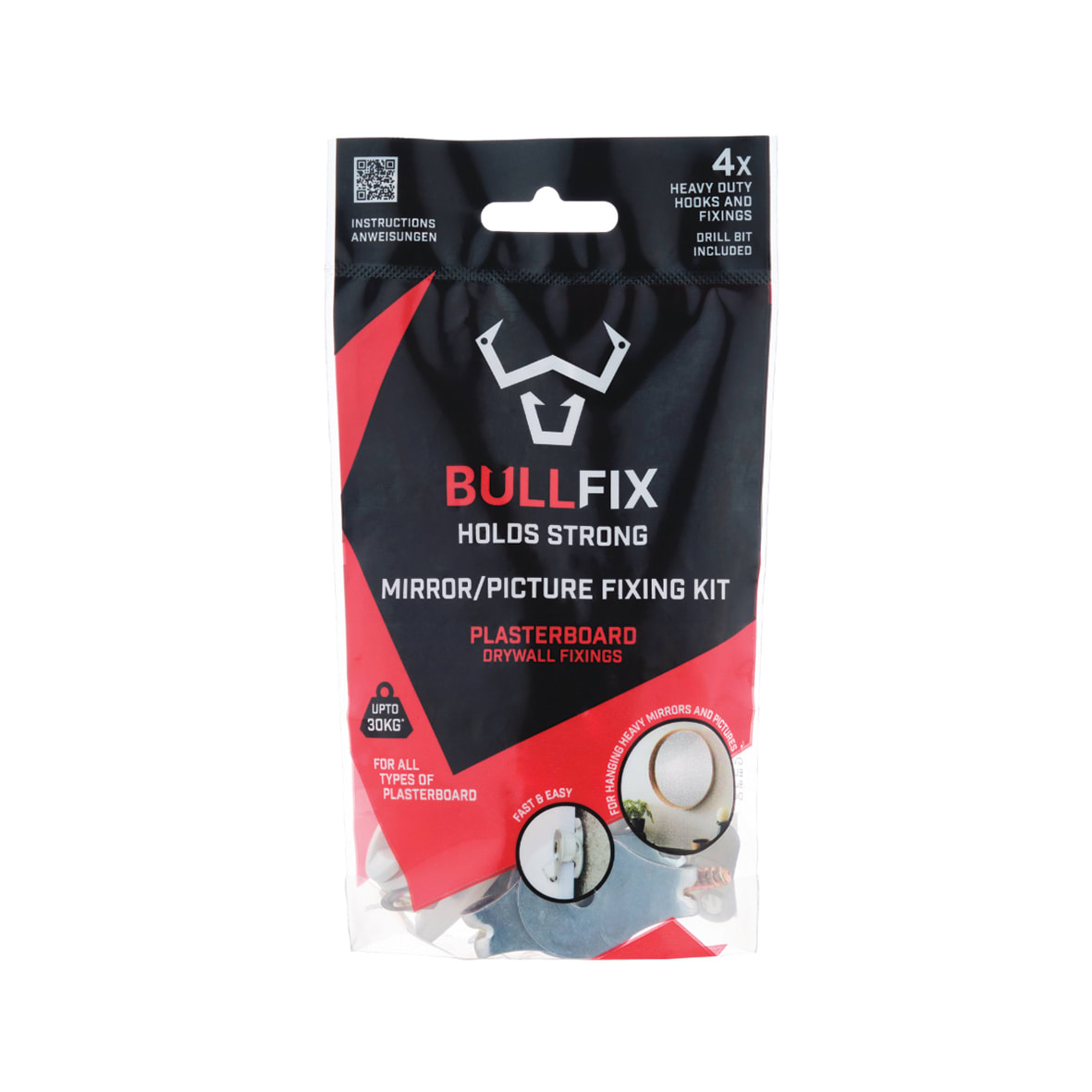 Heavy Duty Plasterboard Fixing Kit for Mirrors & Pictures - 5 x 20mm - Pack of 4 - view 5