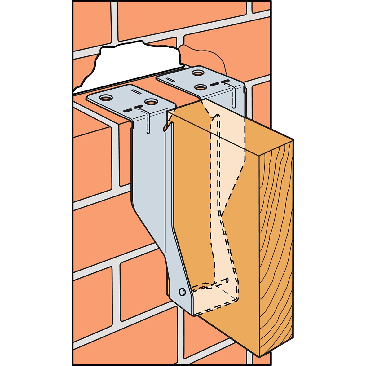 Masonry Joist Hanger for Solid Joists - 200 x 75mm - view 5