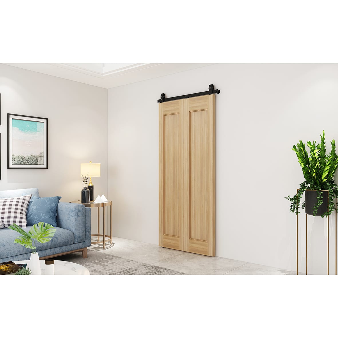 Barn Bi-Folding Sliding Door Gear Kit - 1000mm Track - 2 Doors - 40kg Max Door Weight - Black - view 2