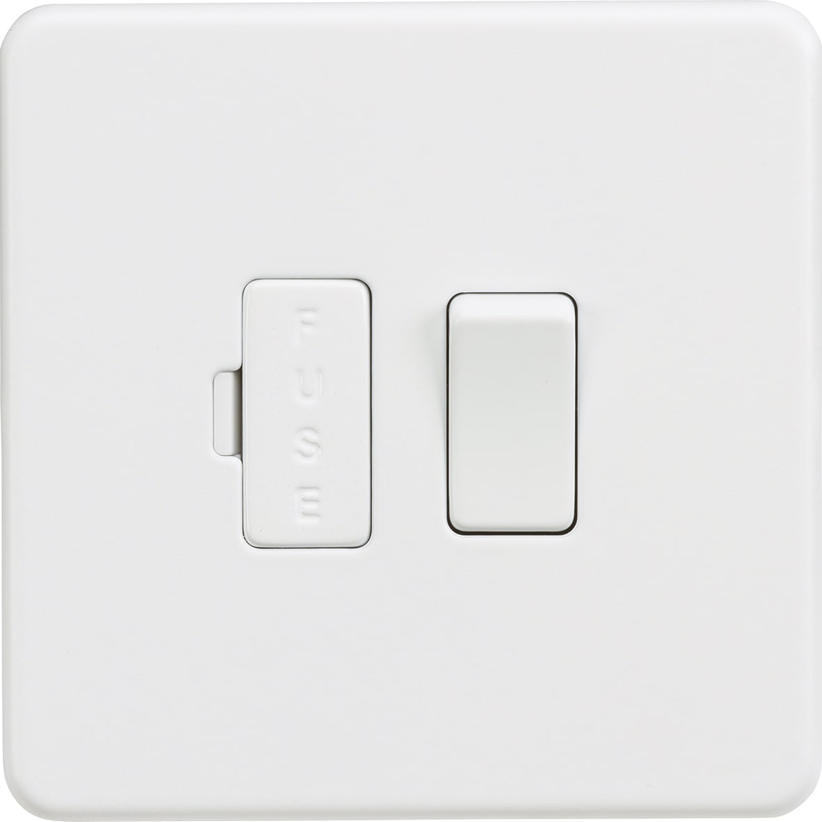 13A 1 Gang Screwless Flat Plate Switched Fused Spur - Matt White - view 4