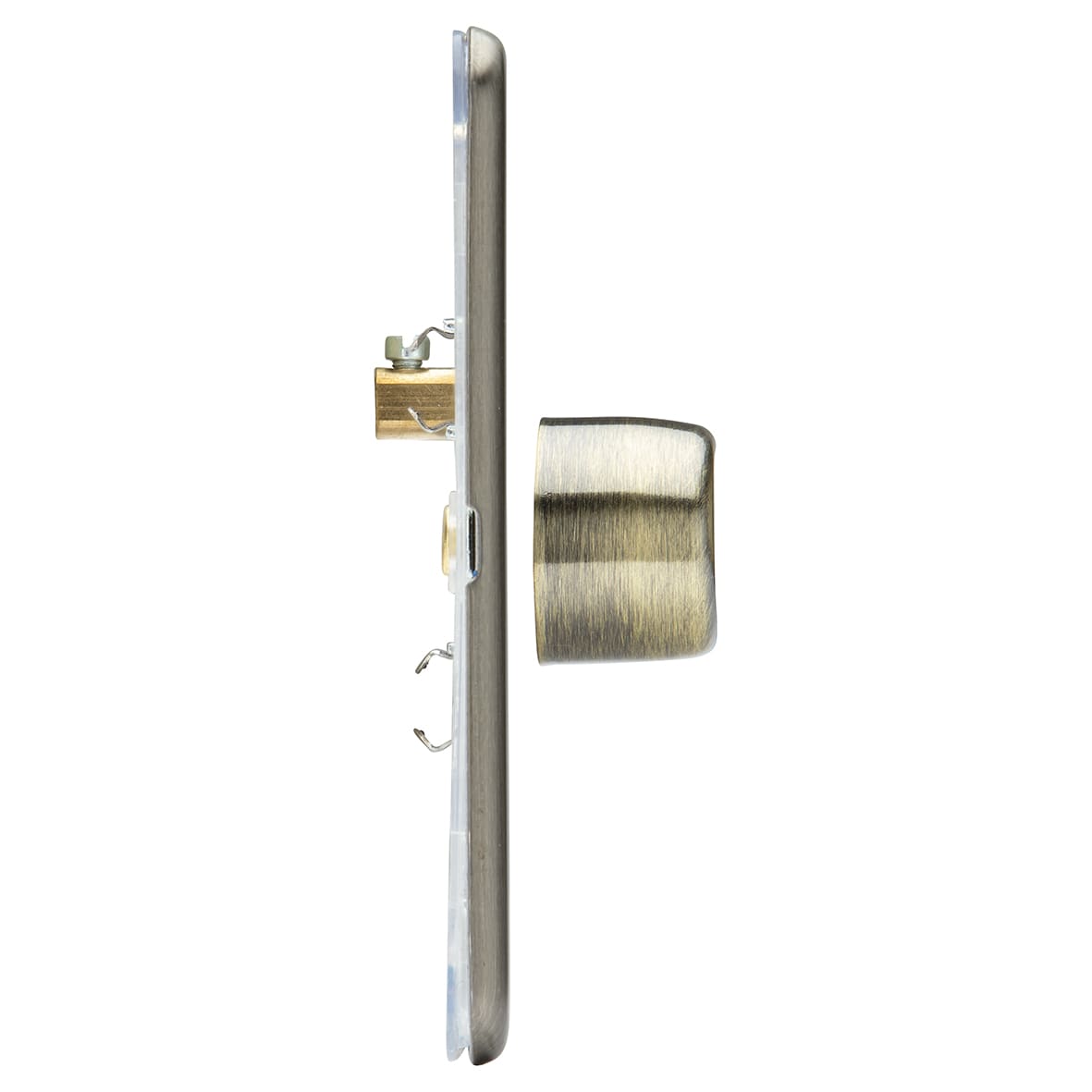 1 Gang Screwless Flat Dimmer Plate with Metal Dimmer Cap - Antique Brass - view 2