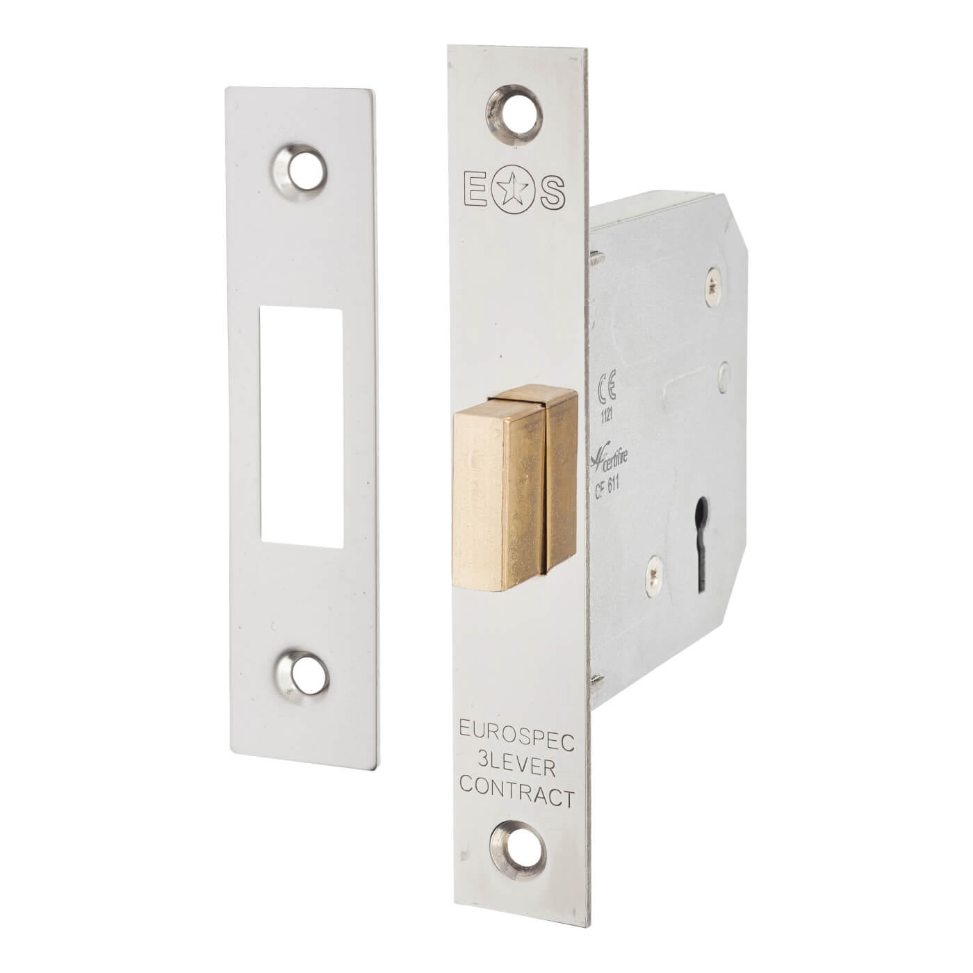 Contract 3 Lever Deadlock - 76mm Case - 57mm Backset - Polished Nickel - view 2