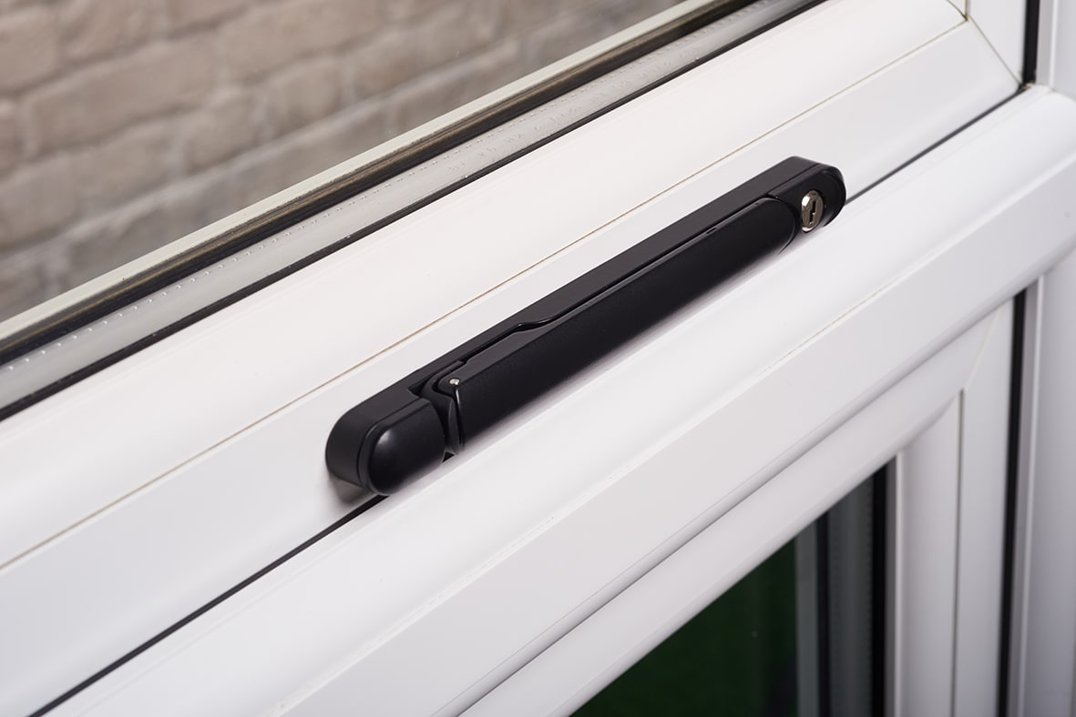 uPVC Inline Espagnolette Locking Multipoint Window Handle - 15mm Spindle - Dual - Black - view 3