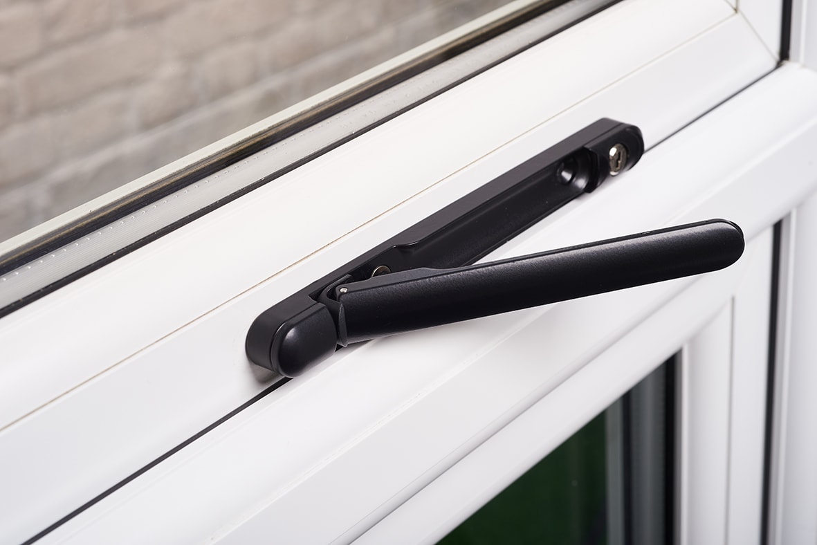 uPVC Inline Espagnolette Locking Multipoint Window Handle - 15mm Spindle - Dual - Black - view 4