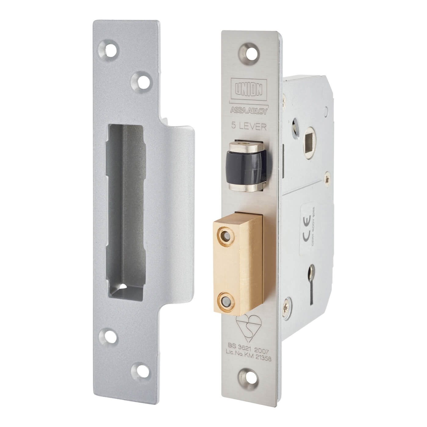 3K74:2007 5 Lever Mortice Sashlock - 67mm Case - 40mm Backset - Satin Chrome - view 2