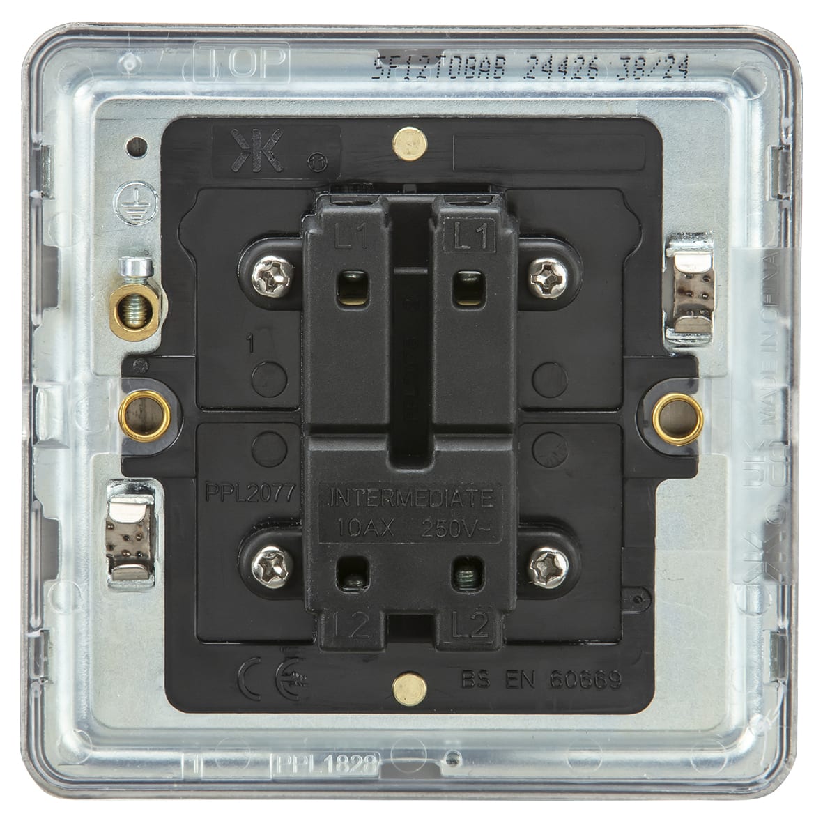 10AX 1 Gang Screwless Flat Plate Intermediate Toggle Light Switch - Antique Brass - view 3