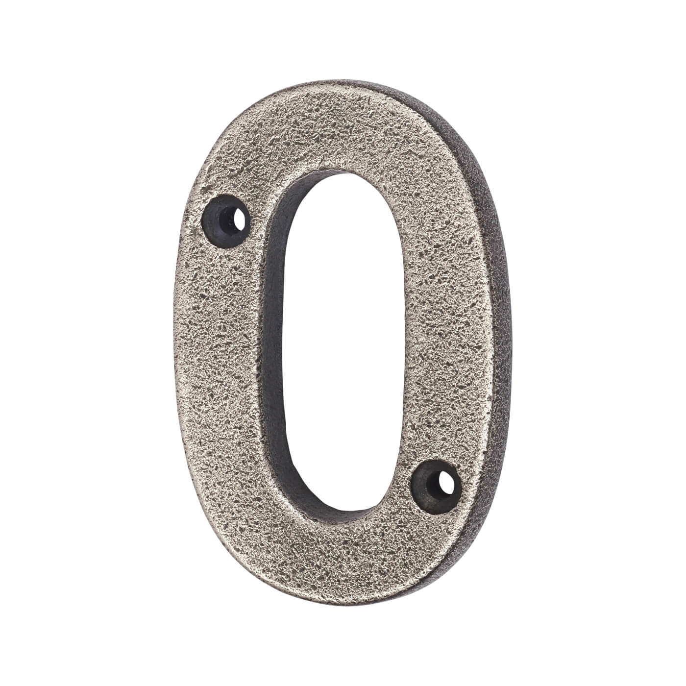 78mm Screw Fix Door Numeral - 0 - Pewter - view 2
