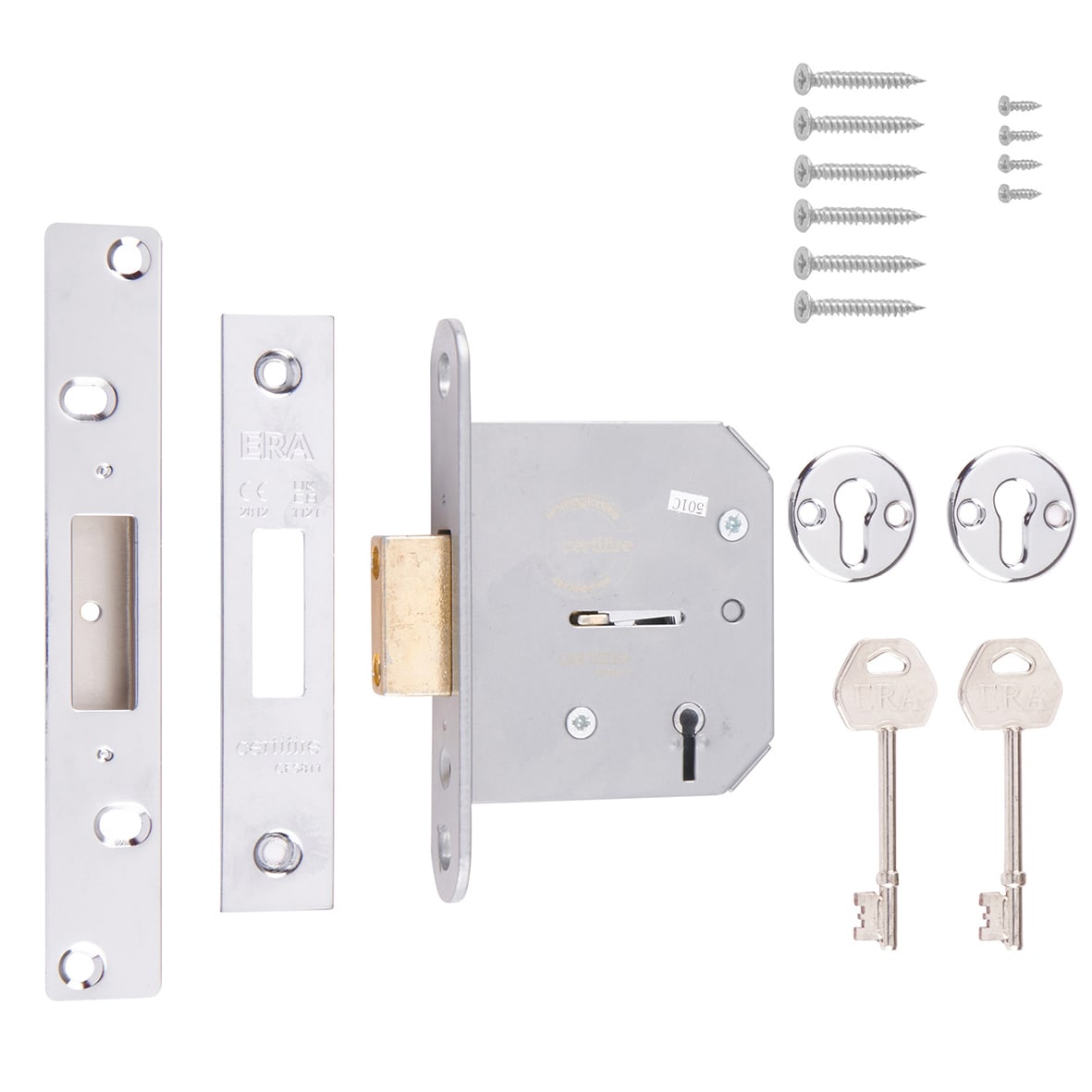 Viscount 5 Lever Deadlock - 76mm Case - 56mm Backset - Polished Chrome - view 3