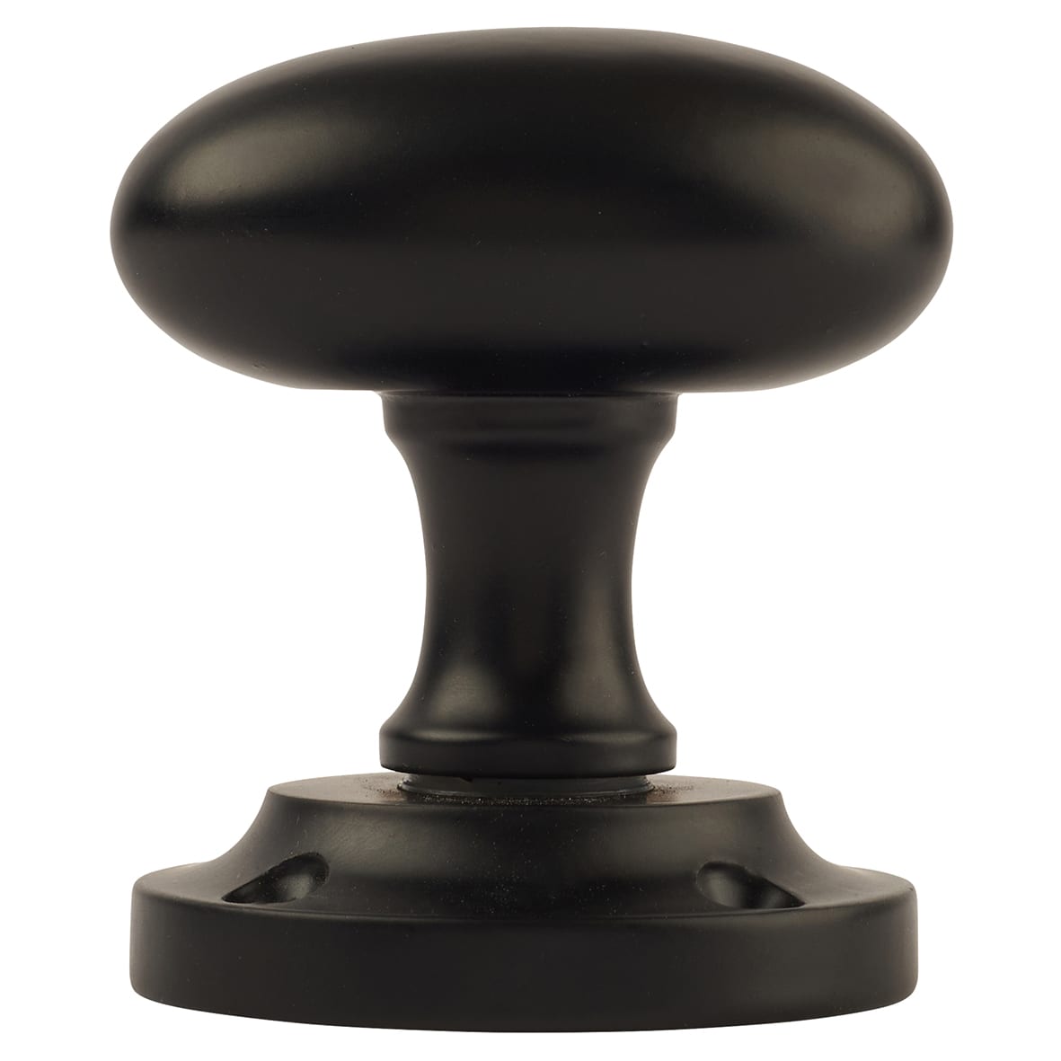 Matt Black Oval Mortice Door Knob - 57mm Rose Diameter - view 3