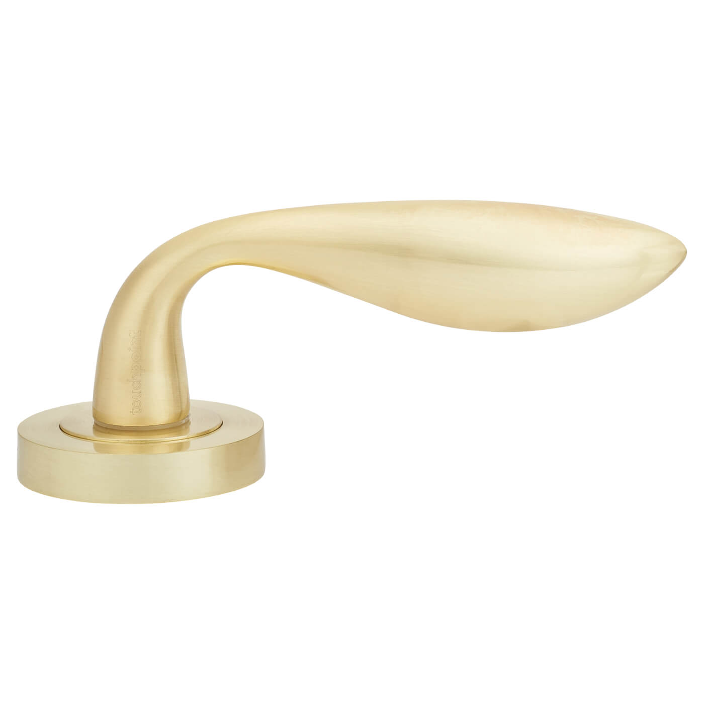 Satin Brass Door Handles on Round Rose - Morgan Range - view 3