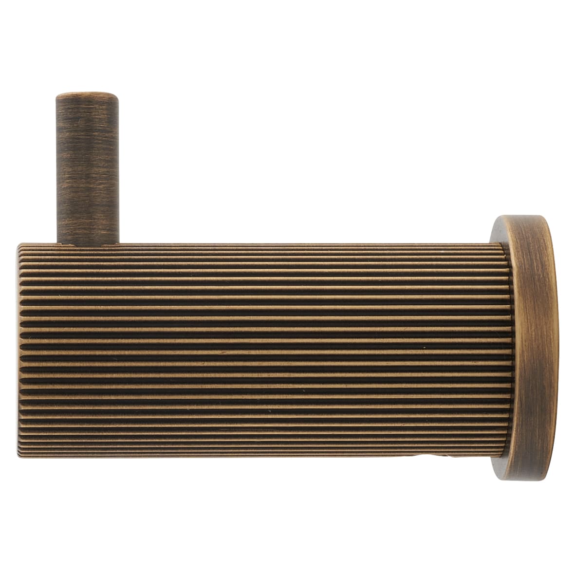 Brunel Diamond Reeded Single Coat Hook - 48 x 25mm - Antique Brass - view 2