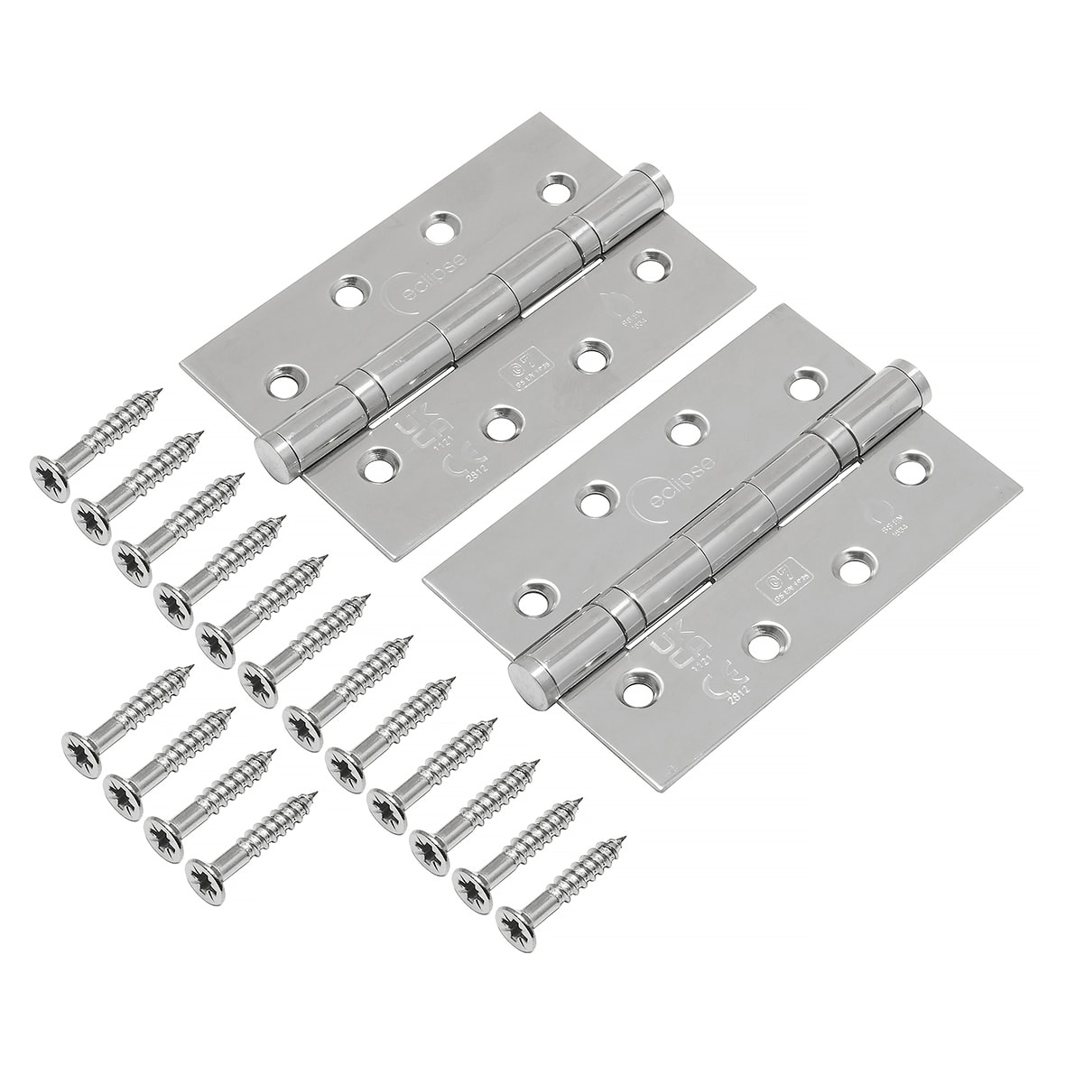 Ball Bearing Grade 7 Butt Fire Door Hinge - 102 x 67 x 2mm - Polished Stainless Steel - Pair - view 2