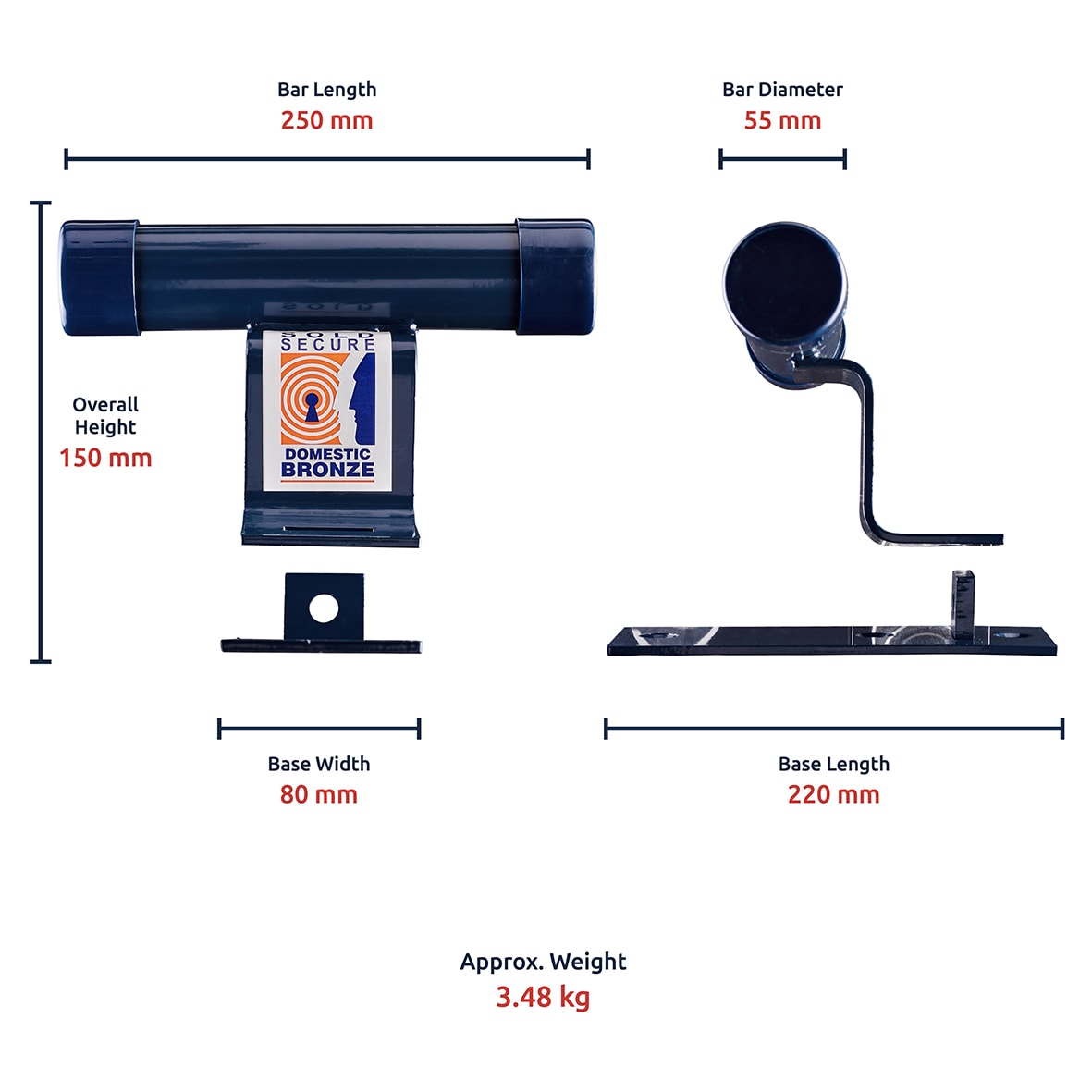 High Security Garage Door Defender - 250 x 150mm - Blue - view 5