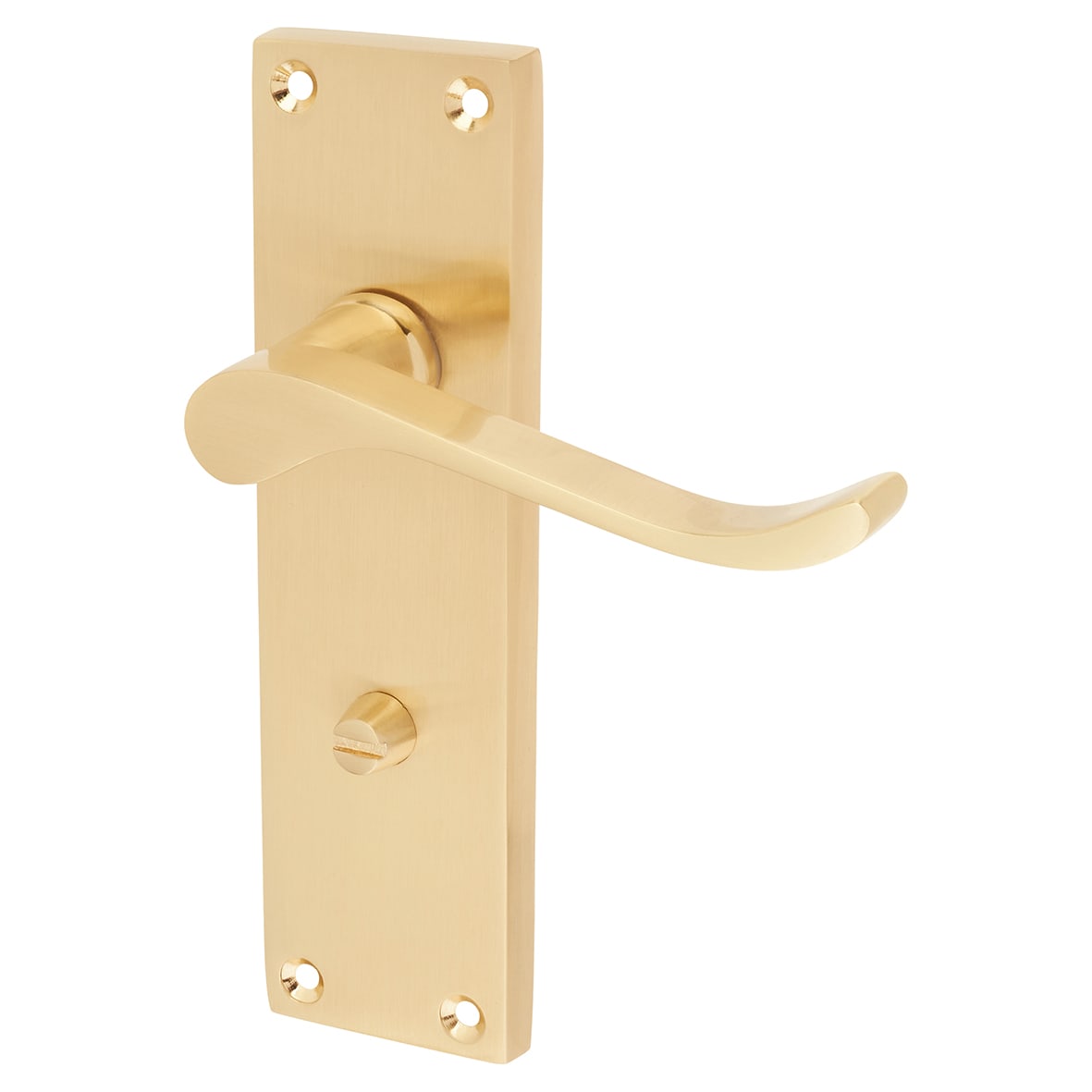 Satin Brass Budget Scroll Bathroom Door Handles - Mia Range - 153 x 42mm - view 3