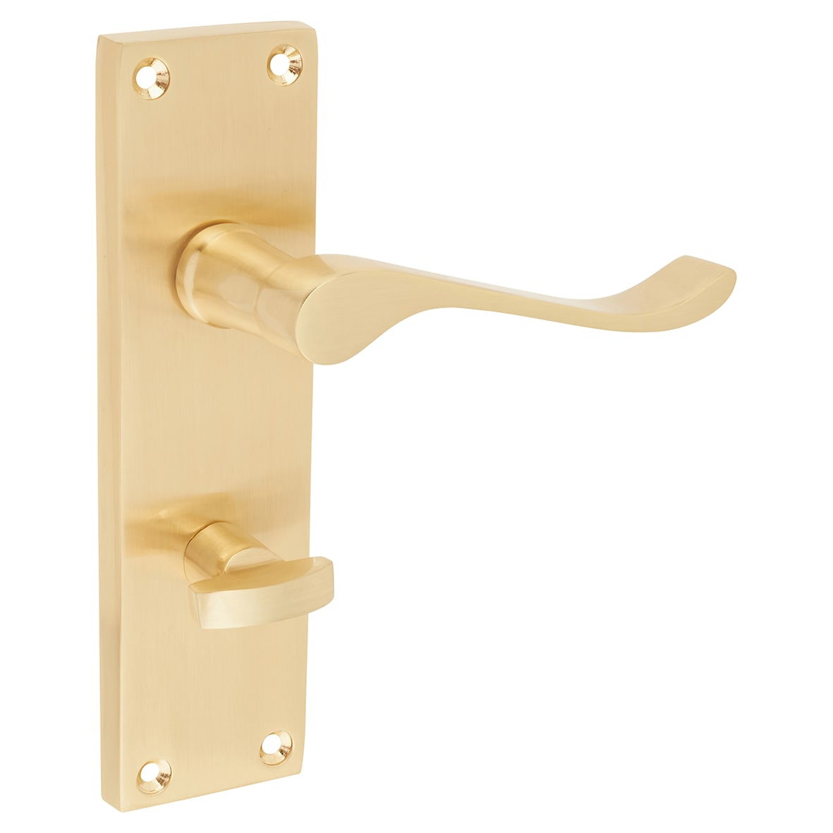 Satin Brass Budget Scroll Bathroom Door Handles - Mia Range - 153 x 42mm - view 4