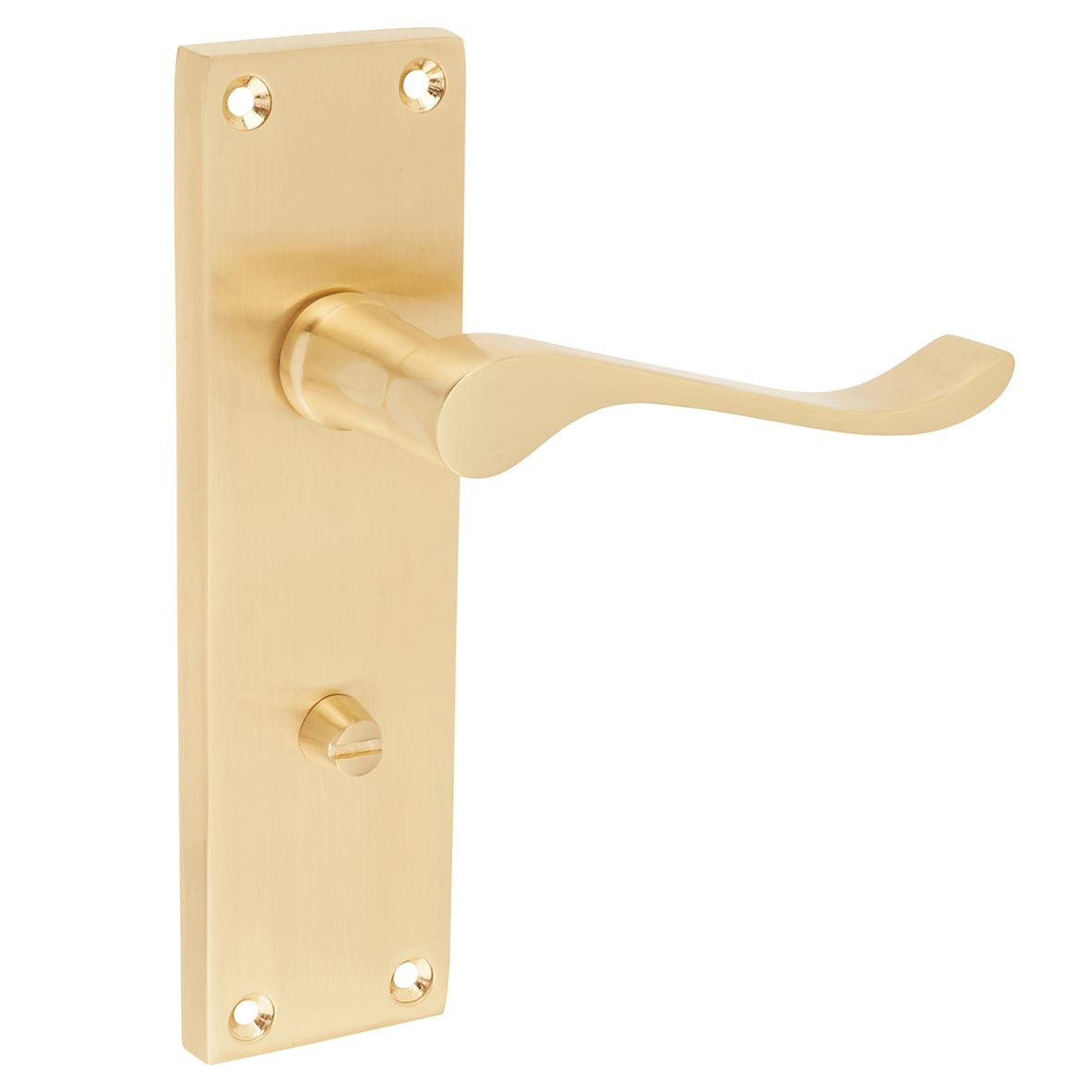 Satin Brass Budget Scroll Bathroom Door Handles - Mia Range - 153 x 42mm - view 5