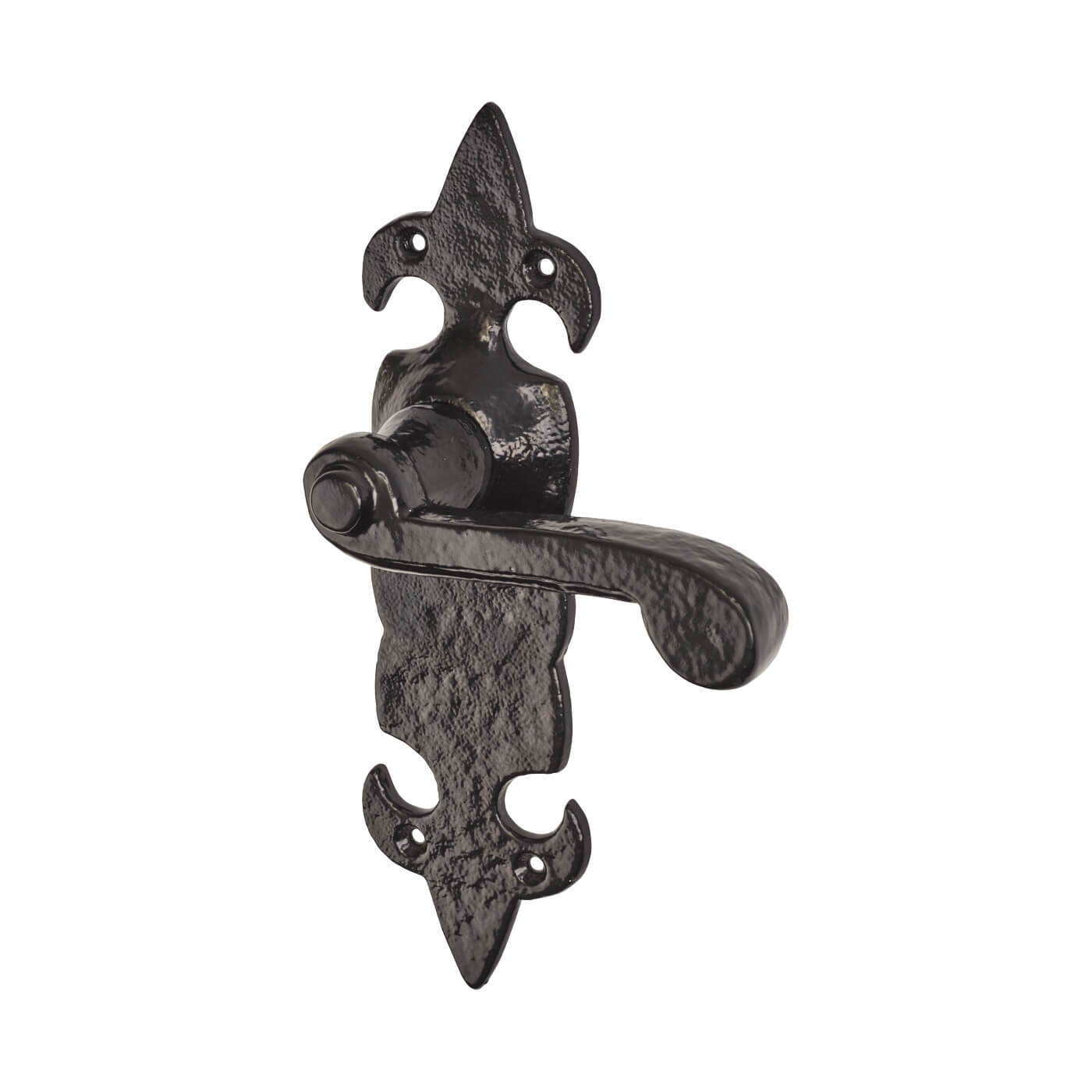 Metalized Antique Black Iron Latch Door Handles - Fleur de Lys - 210 x 55mm - view 2