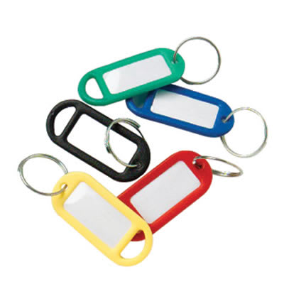 Key Ring Tag - 48 x 21mm - Assorted Colours - Pack of 50 - view 2