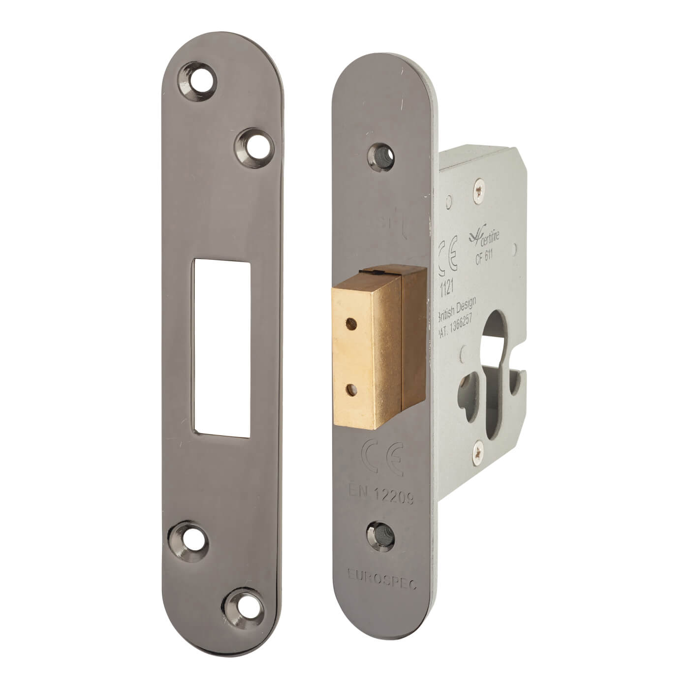 Architectural Euro Profile Deadlock - 65mm Case - 44mm Backset - Radius - Black Nickel - view 2