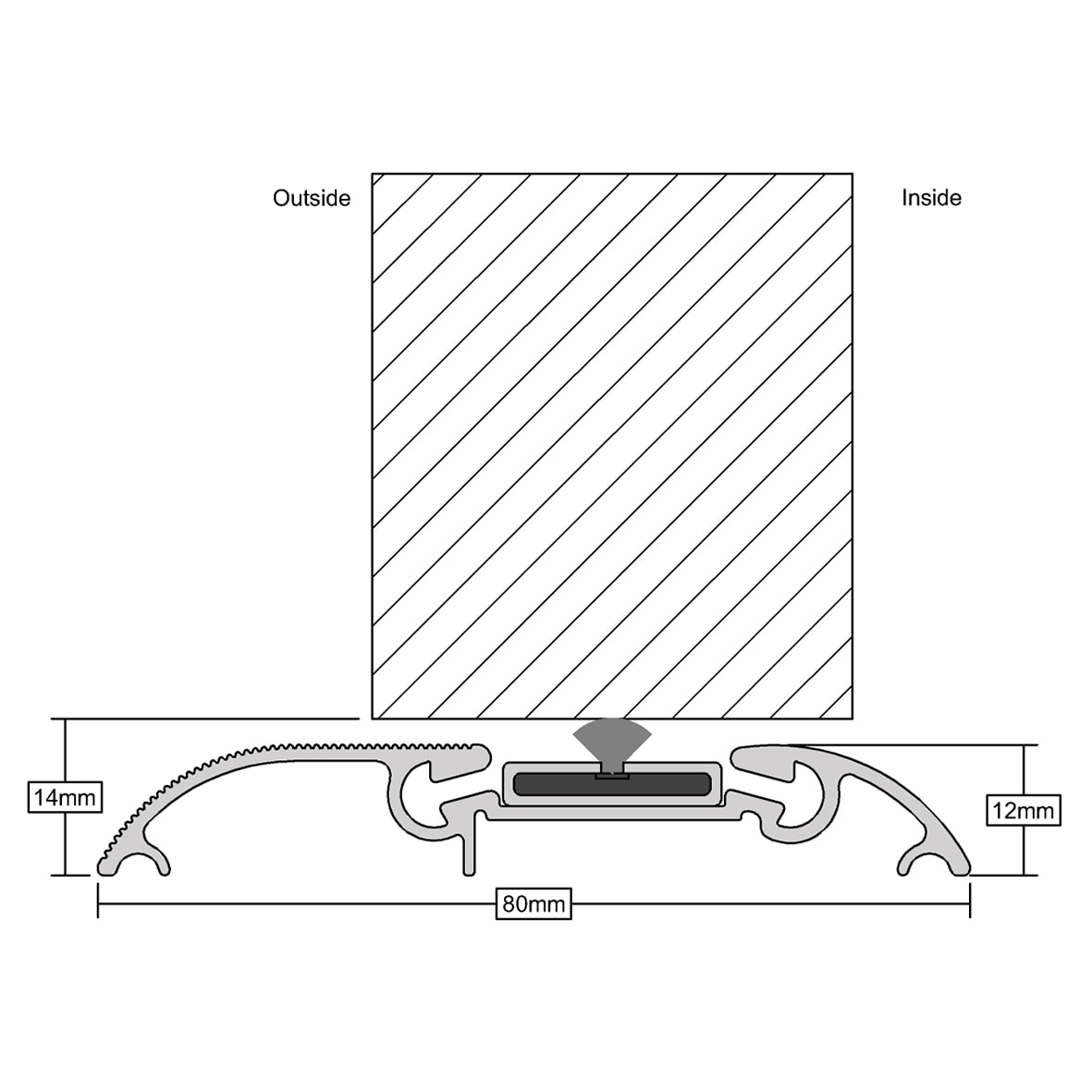 Fire and Smoke Threshold - 914mm Length - Inward/Outward Opening Doors - Black - view 2