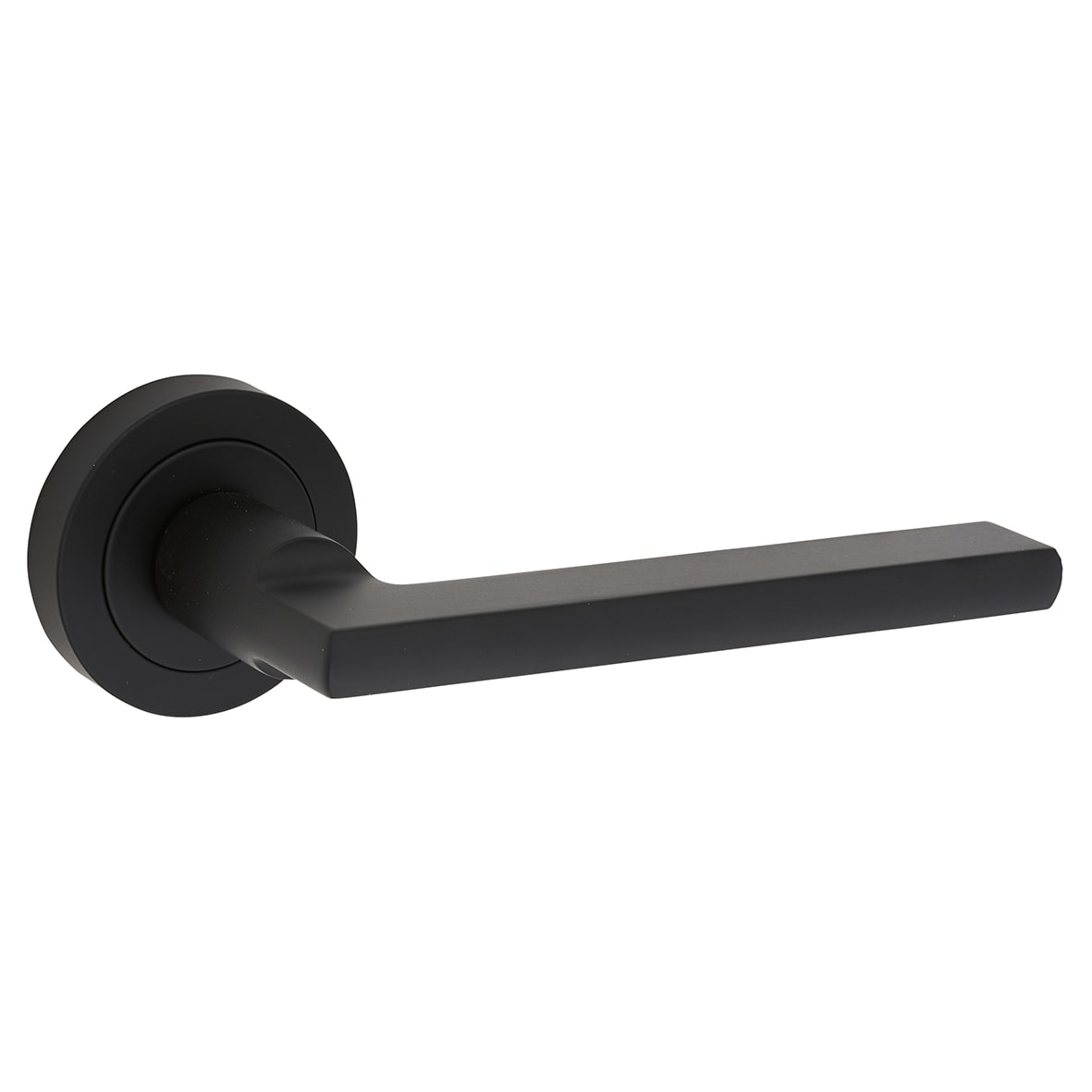 Matt Black Door Handles on Round Rose - Trentino Range - view 2