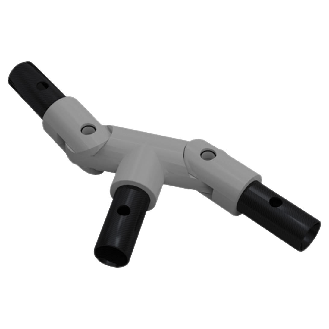 FibreRail Tee Connector - Key Clamp System - Adjustable - Grey - view 2