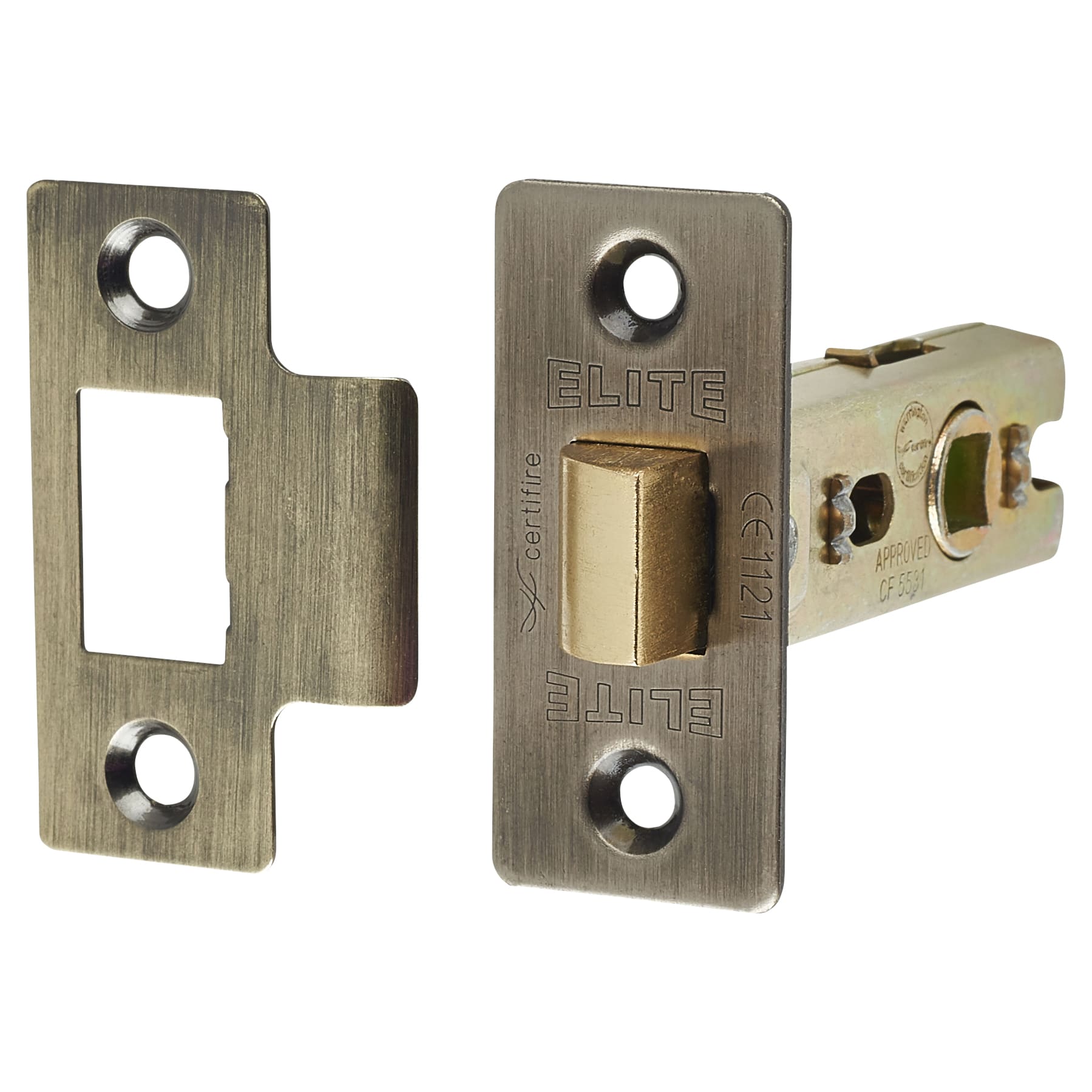 Tubular Latch Pack - 76mm Case - 57mm Backset - 2 x Fire Rated Ball Bearing Hinges - Antique Brass - view 3