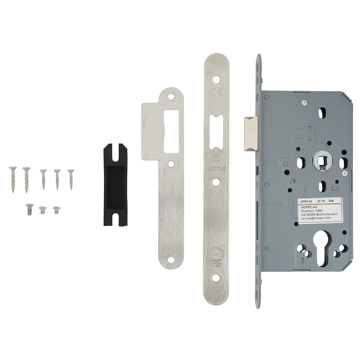 DIN Mortice Nightlatch - 88mm Case - 60mm Backset - Radius - Satin Stainless Steel - view 2