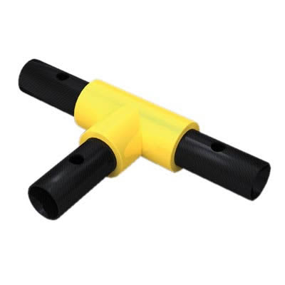 FibreRail Tee Connector - Key Clamp System - 90° - Yellow - view 2