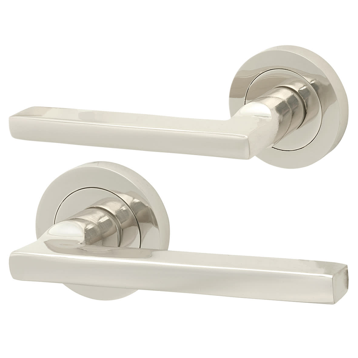 Polished Nickel Euro Lock Door Handles on Rose Pack - Lexi Range - view 2