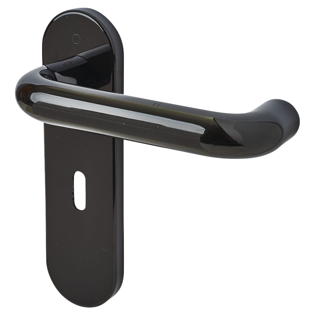 Ebony Black Nylon Steel Core Safety Keyhole Lock Door Handles - Paris Range - view 2