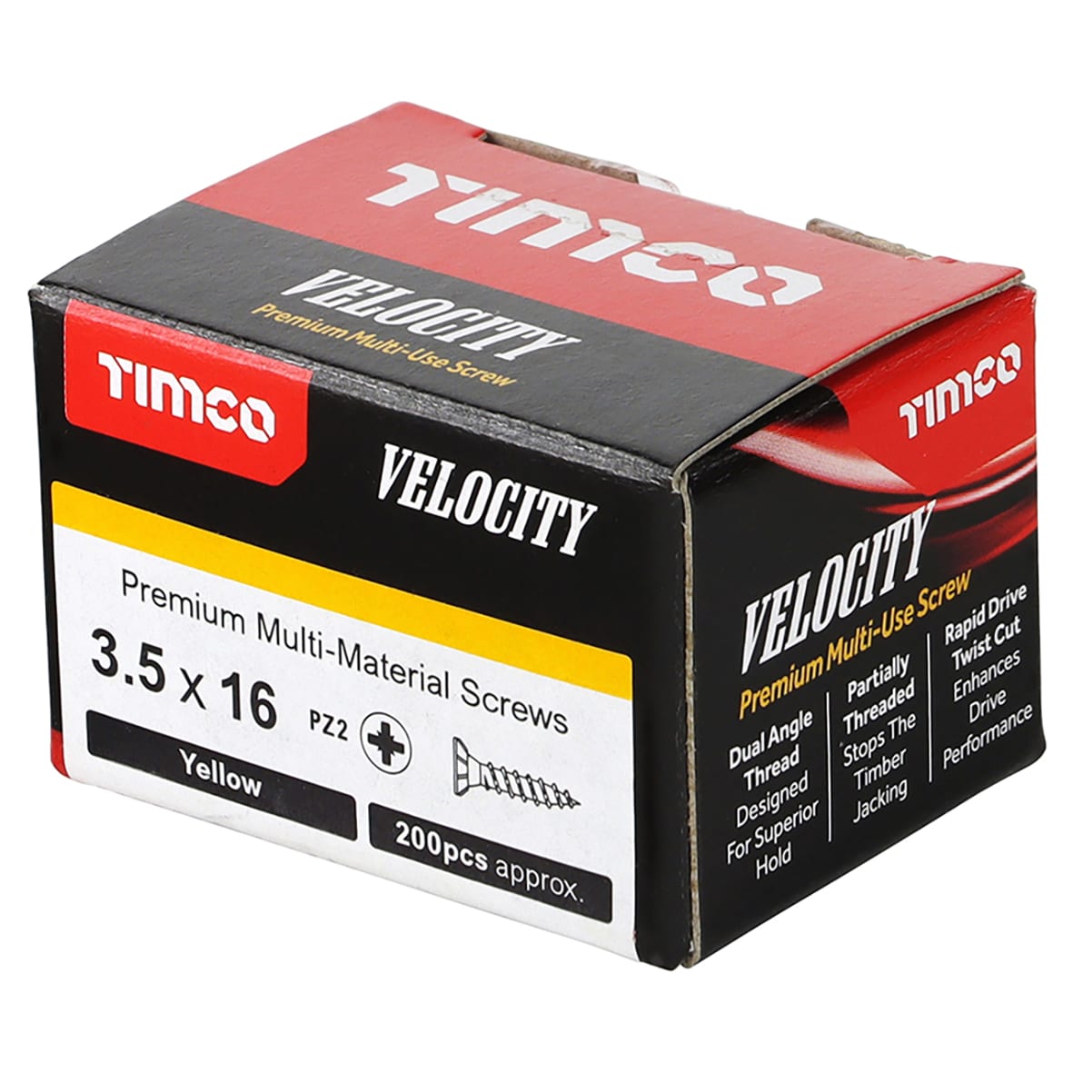 Velocity Pozi Countersunk Wood Screws - 3.5 x 16mm - Yellow Zinc - Pack of 200 - view 4