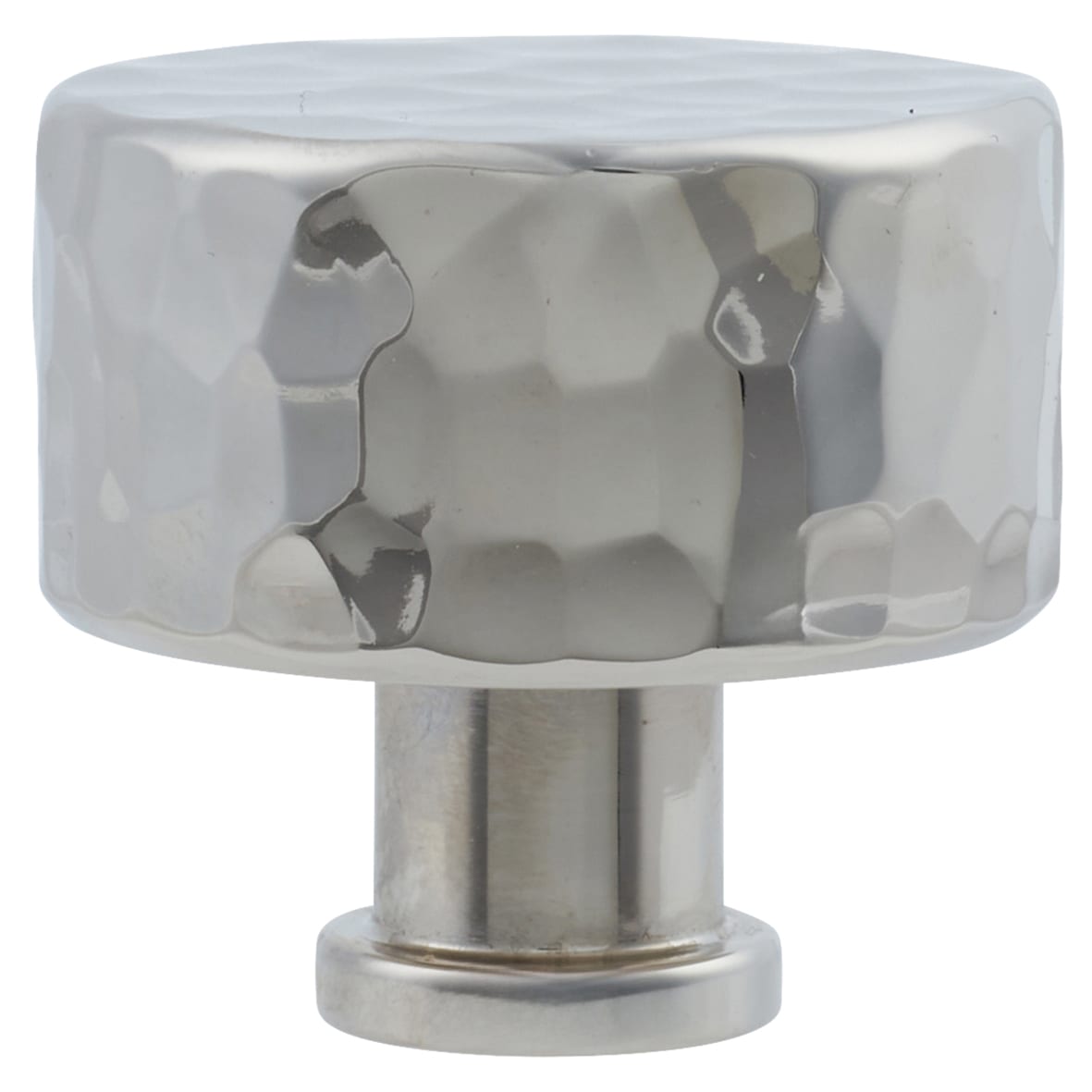 Leila Hammered Round Cabinet Knob - 35mm Diameter - Polished Nickel - view 2