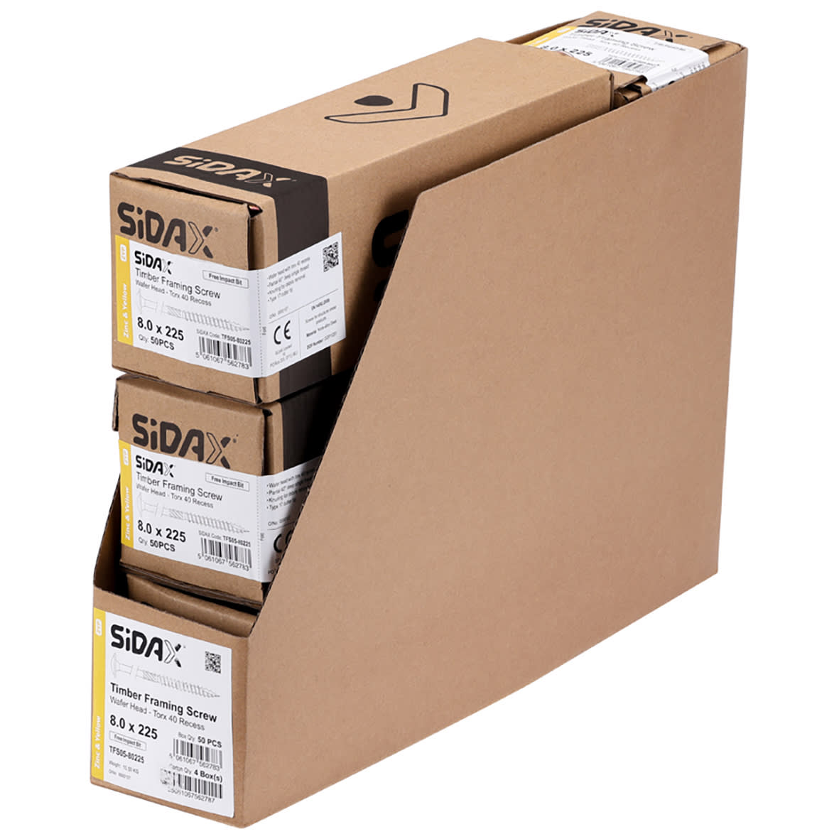 Timber Frame Screws Wafer Head - 8.0 x 225mm - Yellow Zinc - Pack of 50 - view 3