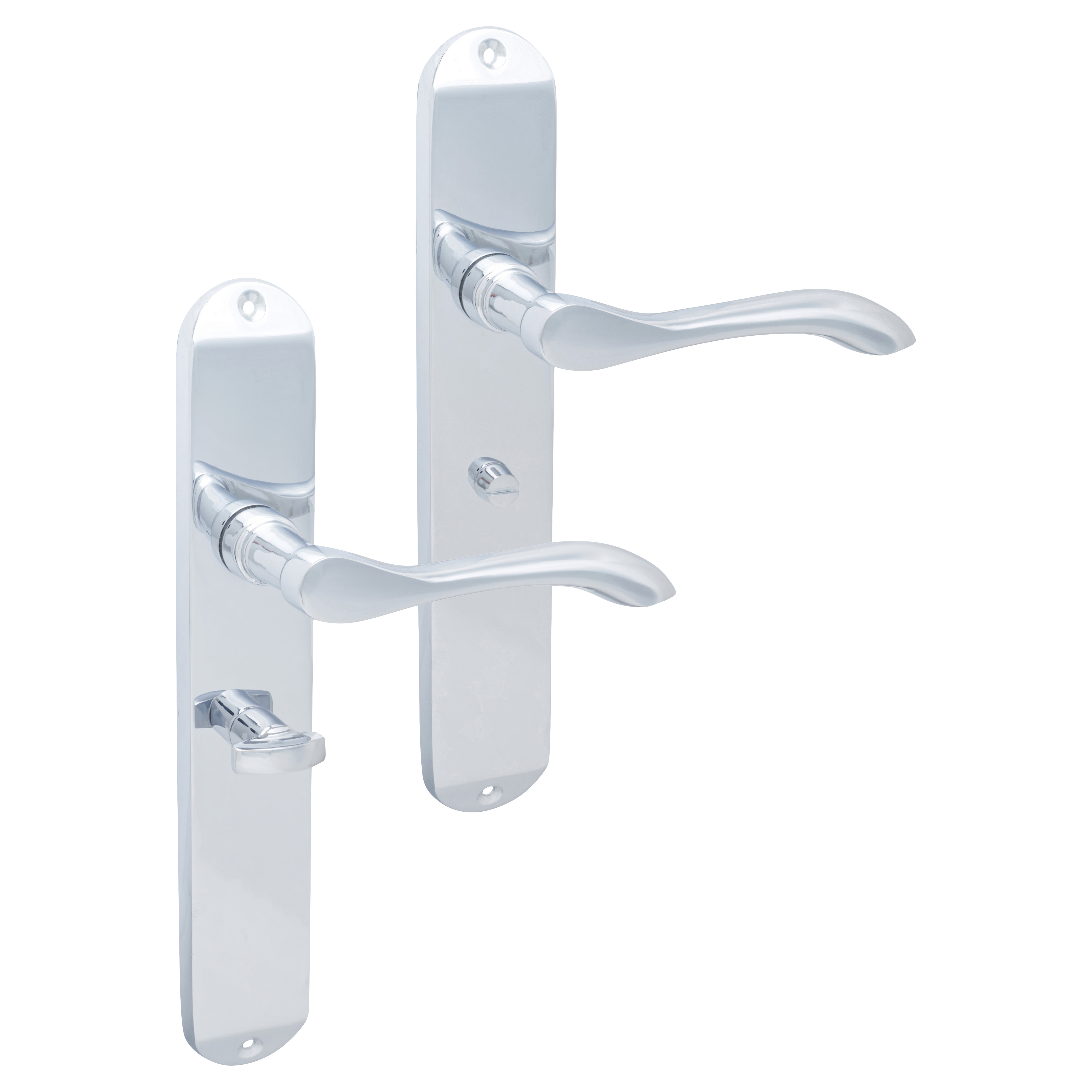 Polished Chrome Bathroom Door Handles - Long Plate - Altea Range - 240 x 41mm - view 4