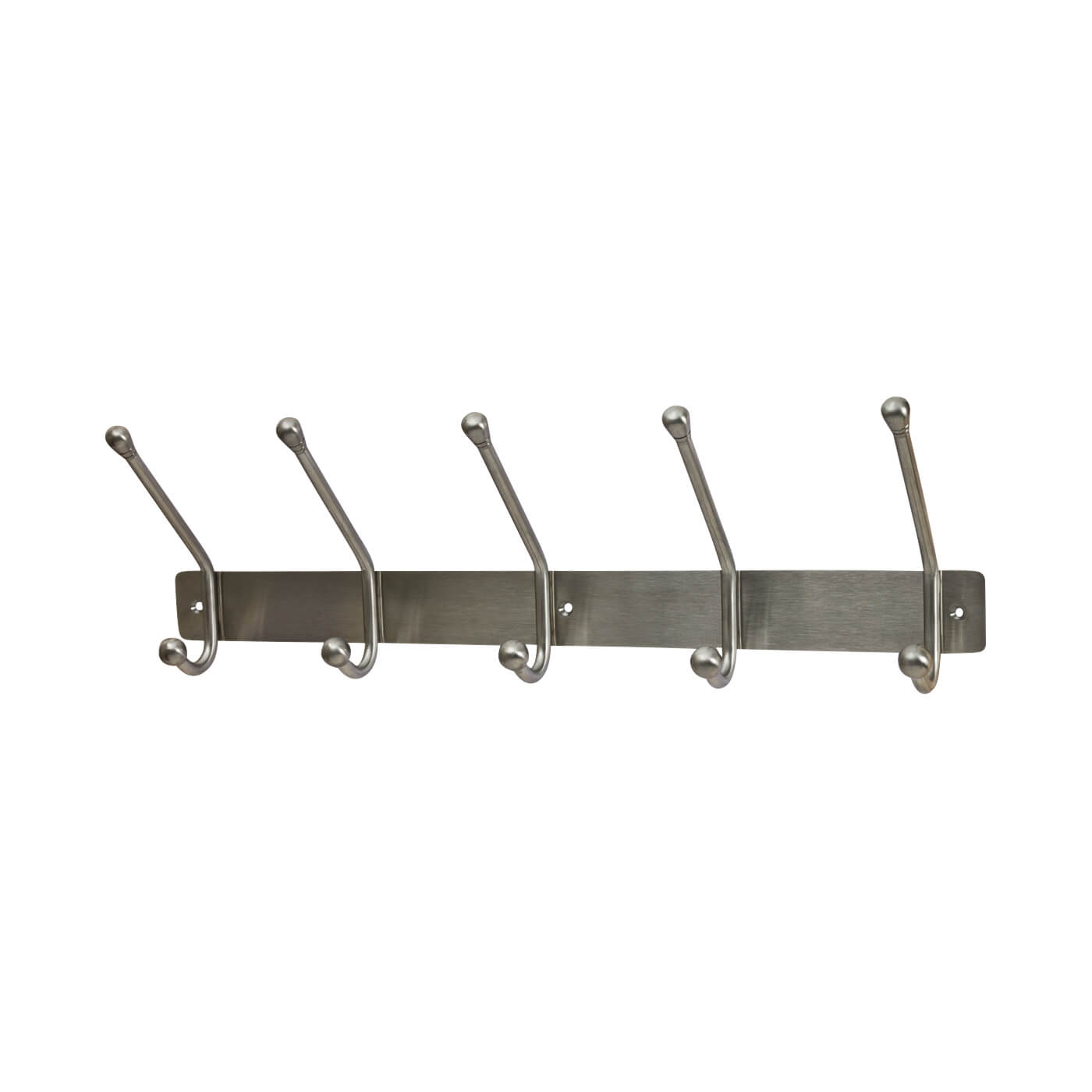 Hat & Coat Hook Rail - 450 x 40mm - 5 Hooks - Satin Stainless Steel - view 2
