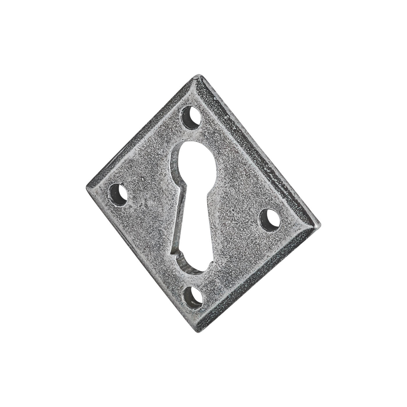 Diamond Escutcheon - 40mm Diameter - Keyhole - Pewter - view 2