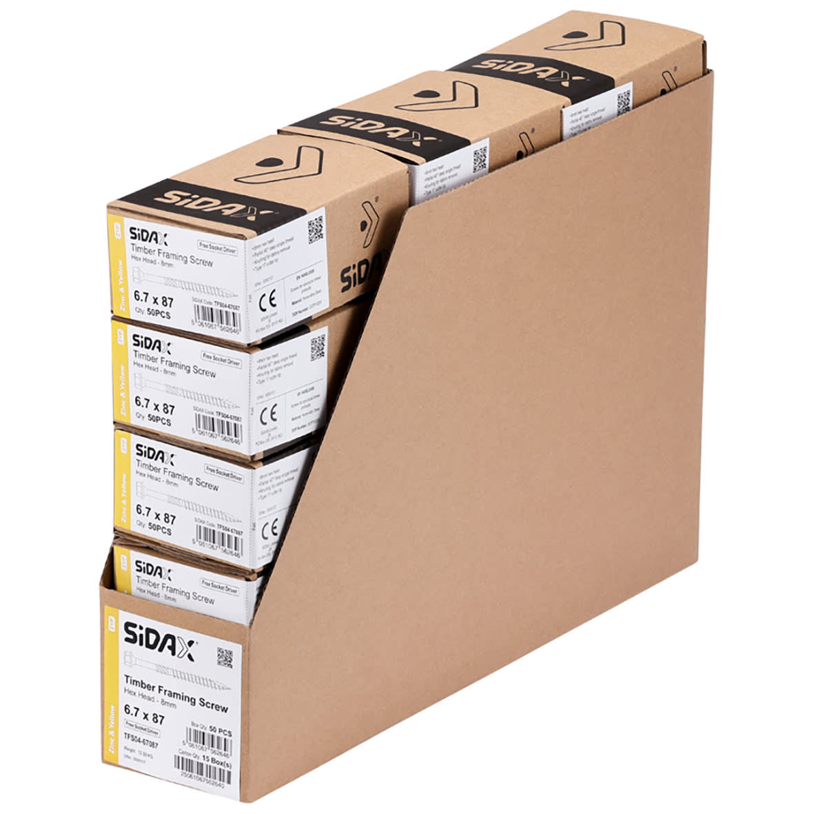 Timber Frame Screws Hex Head - 6.7 x 87mm - Yellow Zinc - Pack of 50 - view 3